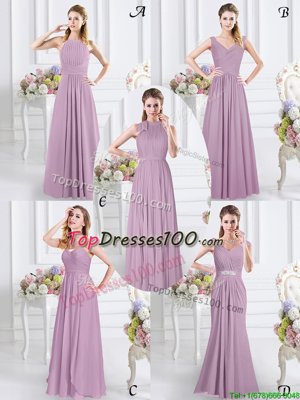 Elegant Floor Length Empire Cap Sleeves Lavender Damas Dress Zipper