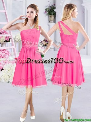 Colorful Asymmetric Sleeveless Zipper Bridesmaid Dresses Burgundy Chiffon