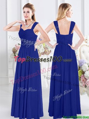 Straps Sleeveless Chiffon Bridesmaid Dresses Ruching Zipper