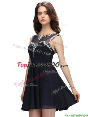 Knee Length Empire Sleeveless Black Cocktail Dress Zipper