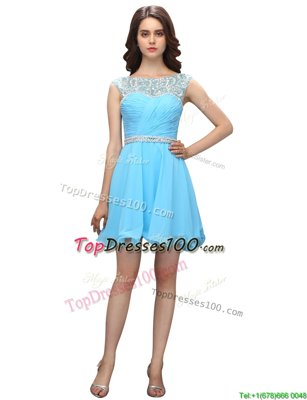 Fancy Sleeveless Zipper Knee Length Beading and Ruching Cocktail Dresses