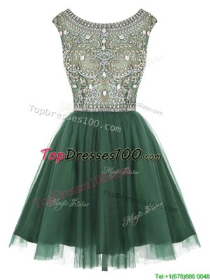 Scoop Mini Length A-line Sleeveless Peacock Green Cocktail Dresses Zipper
