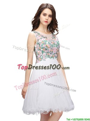 Fantastic White Scoop Neckline Beading and Embroidery Party Dress Sleeveless Zipper