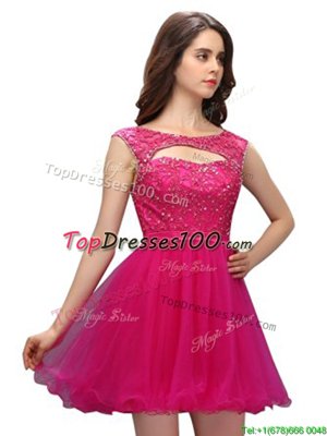 Luxurious Bateau Sleeveless Organza Womens Party Dresses Beading and Appliques Zipper