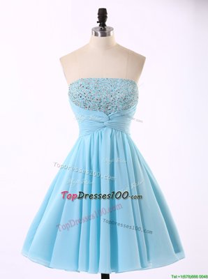 Great Sequins Mini Length A-line Sleeveless Blue Cocktail Dresses Zipper