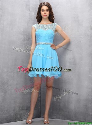New Arrival Scoop Chiffon Sleeveless Knee Length Party Dress for Girls and Beading