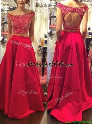 Chiffon One Shoulder Sleeveless Brush Train Zipper Beading Dress for Prom in Purple