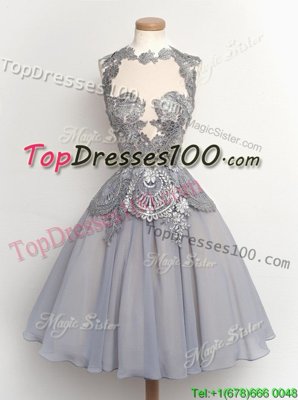 Fashionable Scalloped Chiffon Cap Sleeves Knee Length Club Wear and Appliques