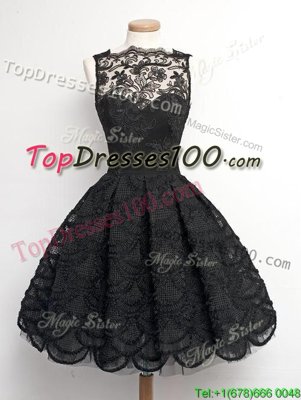 Shining Lace Sleeveless Knee Length Custom Made and Appliques