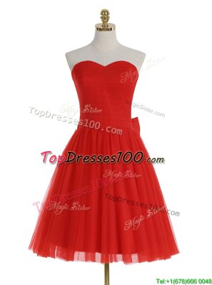 Gorgeous Red Zipper Sweetheart Ruching Custom Made Tulle Sleeveless