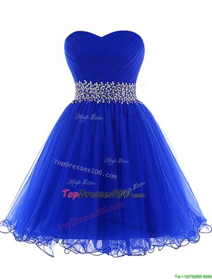 Royal Blue Teens Party Dress Prom and For with Beading Sweetheart Sleeveless Lace Up