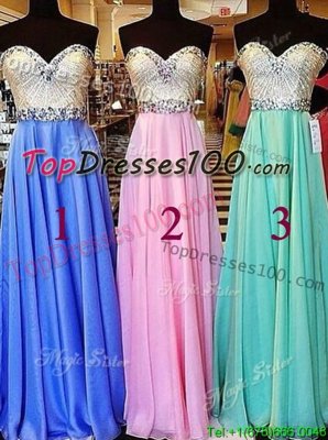 Fantastic Chiffon Sleeveless Floor Length Homecoming Dress and Beading