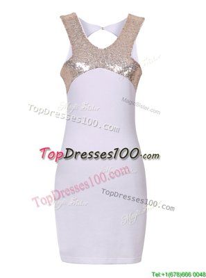 Halter Top White Sleeveless Mini Length Sequins Zipper Party Dress for Toddlers