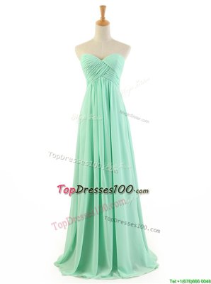 Graceful Apple Green Sweetheart Zipper Ruffles Evening Dress Sleeveless