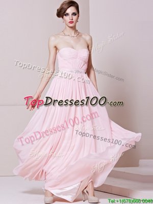 Baby Pink Prom Evening Gown Prom and Party and For with Beading Sweetheart Sleeveless Zipper