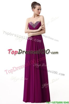 Modern Floor Length Brown Chiffon Sleeveless Beading