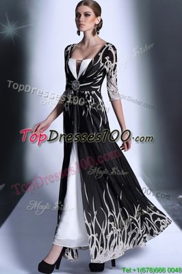 Smart Empire Homecoming Dress Black Square Chiffon Half Sleeves Ankle Length Zipper