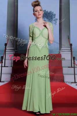 Beauteous Spaghetti Straps Cap Sleeves Chiffon Homecoming Dress Beading and Lace Side Zipper