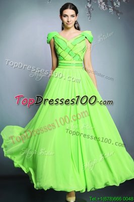 Fine Short Sleeves Chiffon Backless Prom Party Dress for Prom and Party