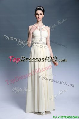 Glamorous Light Yellow Strapless Side Zipper Beading and Ruching Homecoming Dress Sleeveless