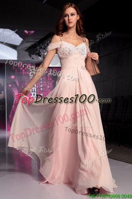 Smart Scoop Chiffon Sleeveless Floor Length Dress for Prom and Beading