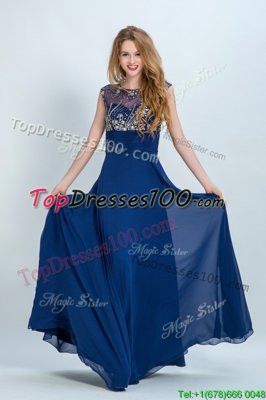 Chiffon Sleeveless Floor Length Homecoming Dress and Beading