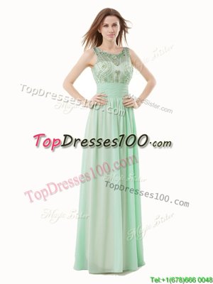 Stunning Scoop Apple Green Sleeveless Chiffon Zipper Homecoming Dress for Prom