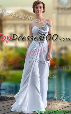 Adorable Floor Length Silver Prom Dress V-neck Sleeveless Zipper