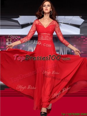 Comfortable Sleeveless Zipper Floor Length Lace Evening Outfits