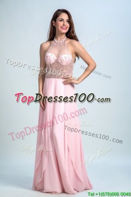 New Style Halter Top Sleeveless Beading Criss Cross Evening Dress
