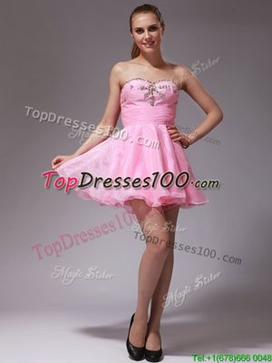 Mini Length A-line Sleeveless Pink Club Wear Zipper