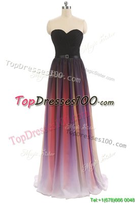 Chiffon Sweetheart Sleeveless Lace Up Belt Homecoming Dress in Multi-color