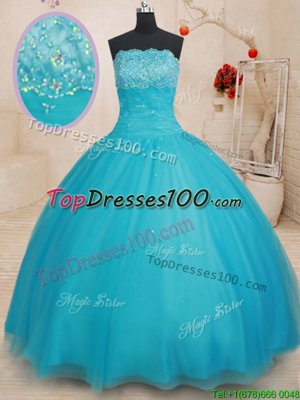 Sexy Tulle Sleeveless Floor Length Ball Gown Prom Dress and Beading