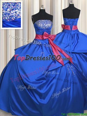 Comfortable Sleeveless Beading and Bowknot Lace Up Quinceanera Gowns