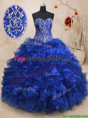 Floor Length Ball Gowns Sleeveless Royal Blue Quinceanera Dress Lace Up