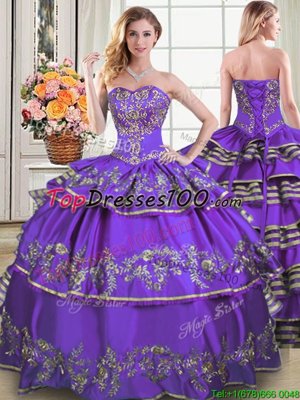 Deluxe Four Piece Multi-color Ball Gowns Organza Sweetheart Sleeveless Beading and Ruffles Floor Length Lace Up 15 Quinceanera Dress