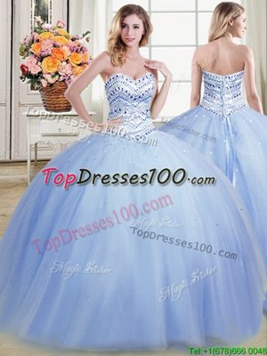 Sleeveless Lace Up Floor Length Beading 15 Quinceanera Dress