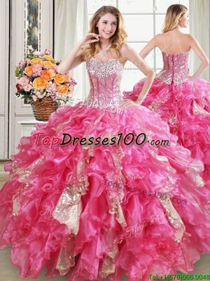 Cheap Four Piece Pick Ups Sweetheart Sleeveless Lace Up Sweet 16 Quinceanera Dress Burgundy Organza