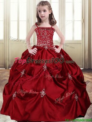 Taffeta Sleeveless Floor Length Child Pageant Dress and Beading and Pick Ups