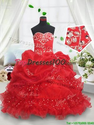 Fitting Sleeveless Beading and Ruffled Layers and Sequins and Pick Ups Lace Up Little Girl Pageant Gowns