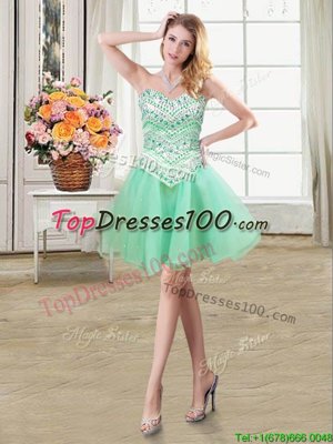 Comfortable Organza and Tulle Sleeveless Mini Length Teens Party Dress and Beading