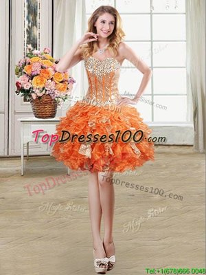 Smart Sleeveless Beading and Ruffles and Sequins Lace Up Party Dress for Girls