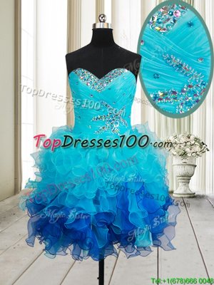 Organza Sleeveless Mini Length Cocktail Dresses and Beading and Ruffles