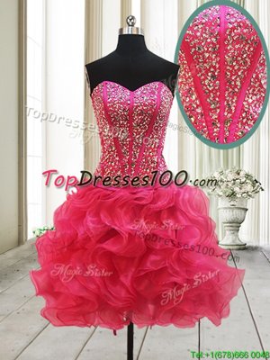 Fine Organza Sleeveless Mini Length Womens Party Dresses and Beading