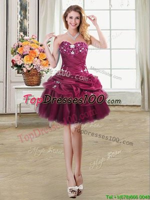 Fantastic Burgundy Sleeveless Beading and Appliques and Pick Ups Mini Length Custom Made