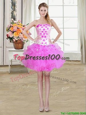 Best Selling Straps Straps Organza Sleeveless Mini Length Cocktail Dresses and Beading and Ruffles