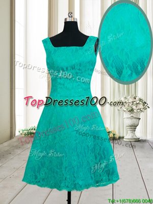 Sophisticated Square Sleeveless Lace Zipper Cocktail Dress
