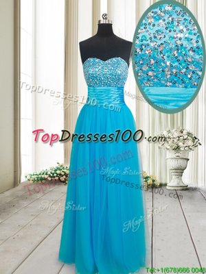 Dynamic Baby Blue Sweetheart Lace Up Beading Evening Dress Sleeveless