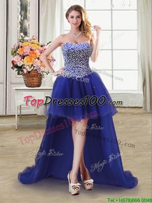 Superior Royal Blue Lace Up Sweetheart Beading Oscars Dresses Tulle Sleeveless