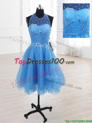 Best High-neck Sleeveless Organza Cocktail Dresses Sequins Lace Up